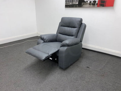 Goodwood Electric Reclining Charcoal Grey Leather Armchair 1 Seater Sofa + Usb Ports Sofas