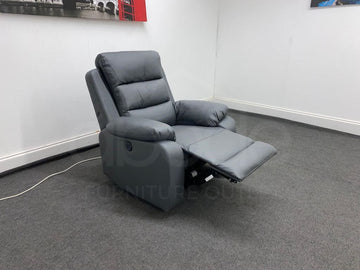 Goodwood Electric Reclining Charcoal Grey Leather Armchair 1 Seater Sofa + Usb Ports Sofas