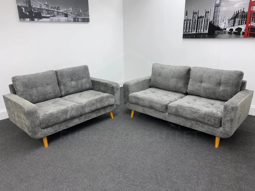 Harlow Grey Fabric 3 + 2 Seater Sofa Set Sofas