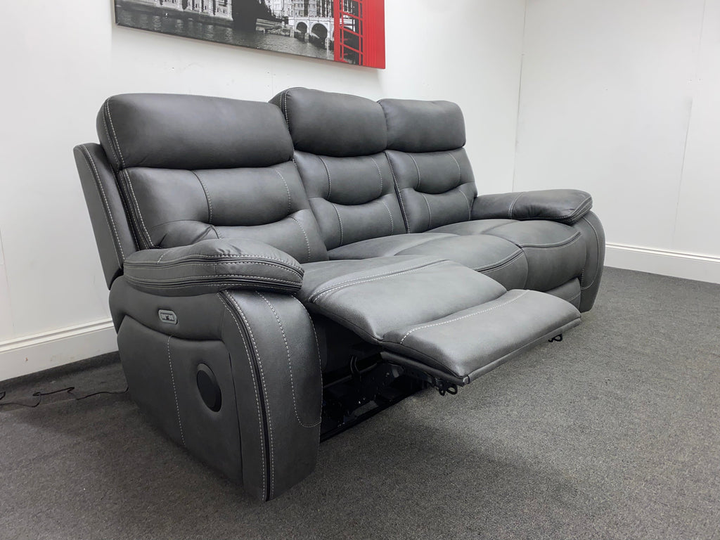 Limited Time Offer! New Vinson Express Smart Tech 3 Seater Fabric Power Recliner Sofa Sofas