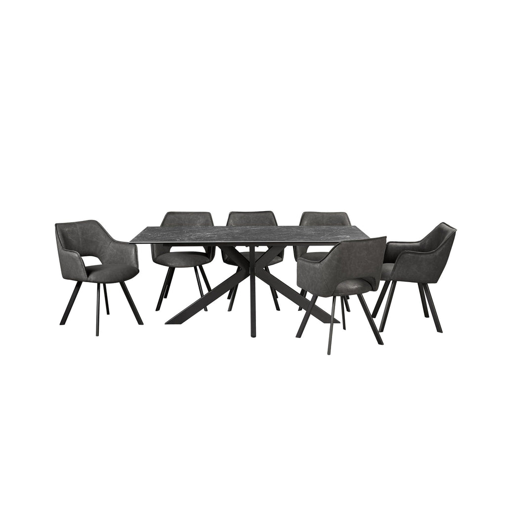 This Whole Dining Set - The President 1.8M Dark Grey Ceramic Table & Florence Bucket Chairs In