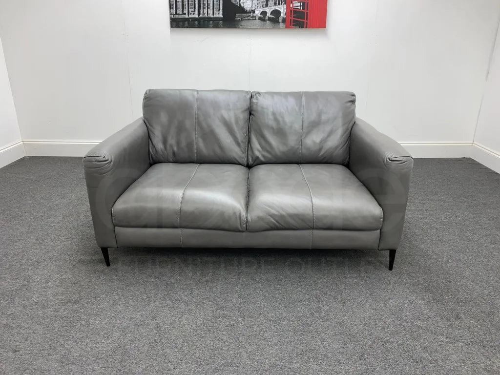 Jayden Grey Leather 2 Seater Sofa Sofas