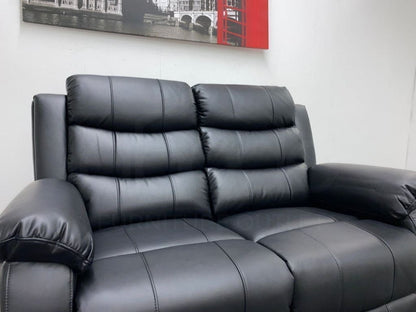 Landos Black Leather Reclining 2 + 1 Sofa Set Sofas