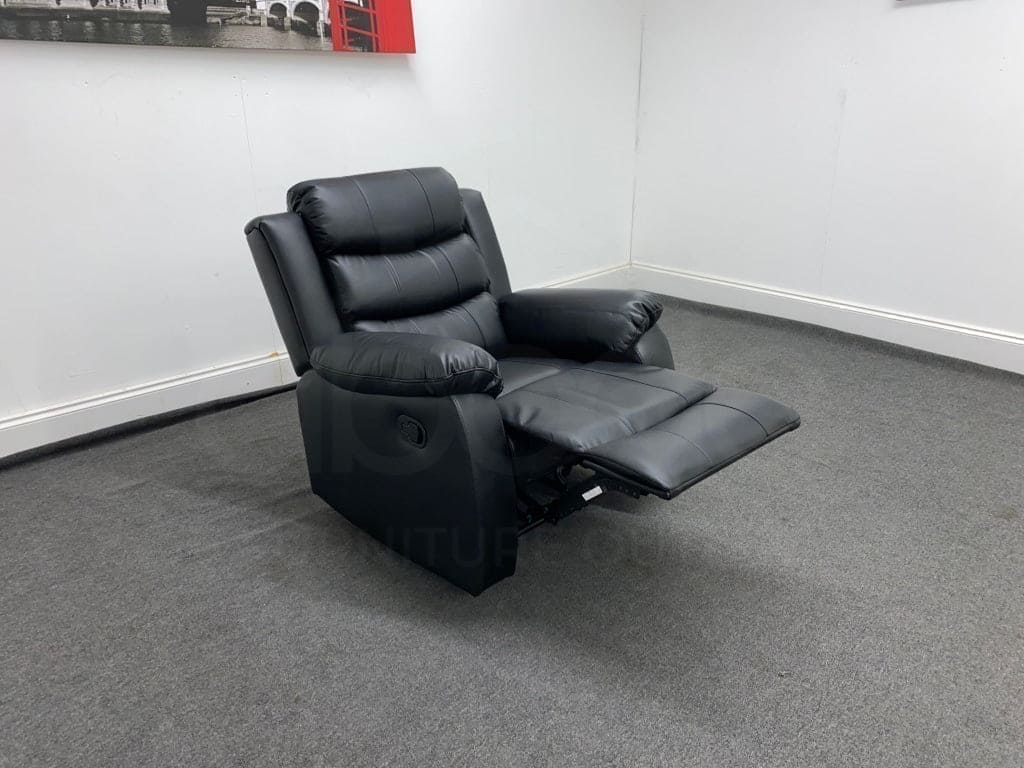 Landos Black Leather Reclining 3 Seater + 2 1 Armchair Sofa Set Sofas
