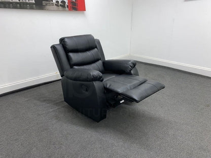 Landos Black Leather Reclining 3 Seater + 2 1 Armchair Sofa Set Sofas