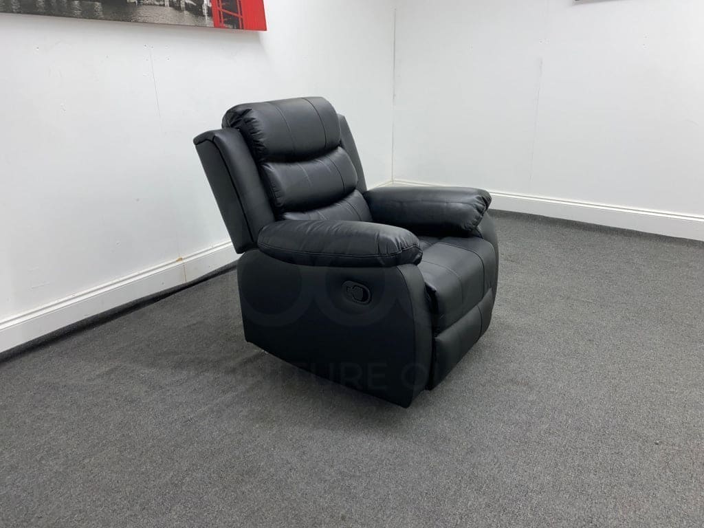 Landos Black Leather Reclining 3 Seater + 2 1 Armchair Sofa Set Sofas
