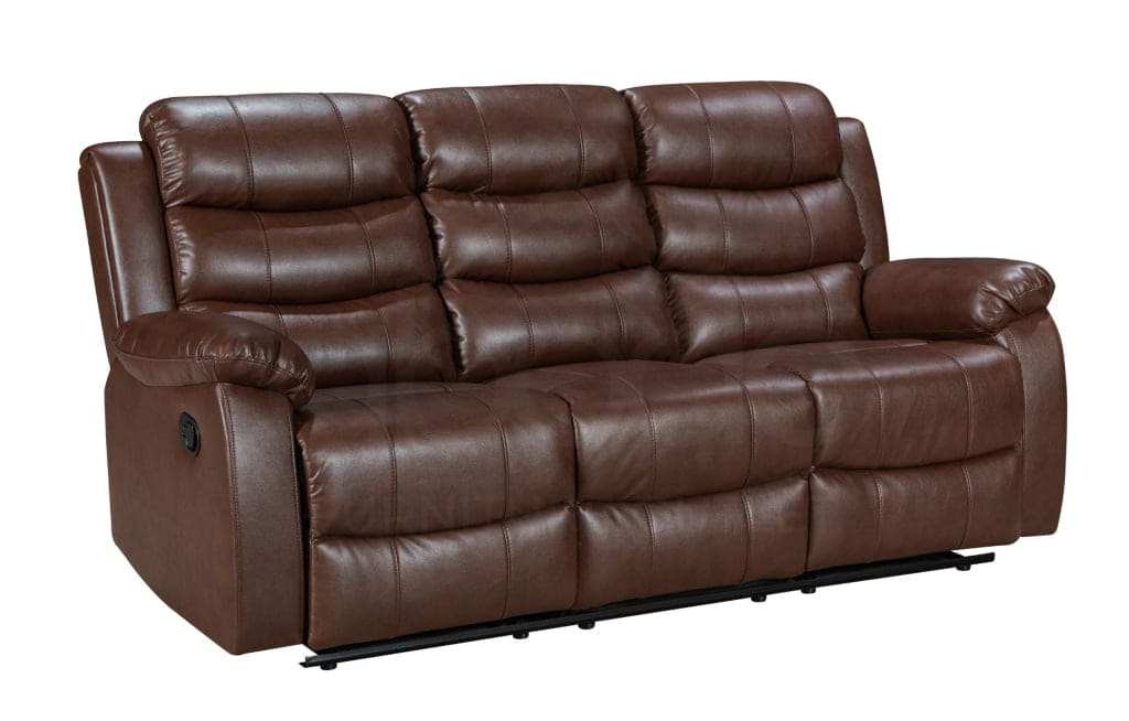 Landos Brown Leather 3 + 2 Seater With Drinks Console Manual Recliner Sofa Suite Sofas