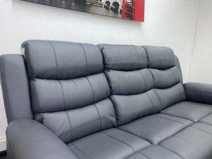 Landos Recliner Grey Leather 3 Seater Sofa - Drinks Tray Table Sofas
