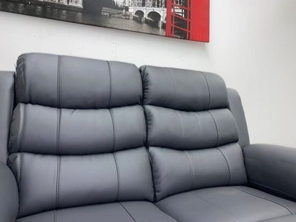 Landos Manual Recliner Grey Leather 2 Seater Sofa Sofas