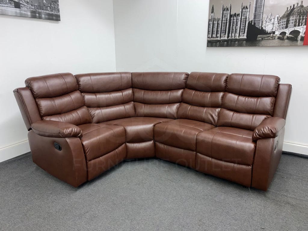 Landos Lhf Modular Recliner 4 Seat Brown Leather Corner Sofa Sofas