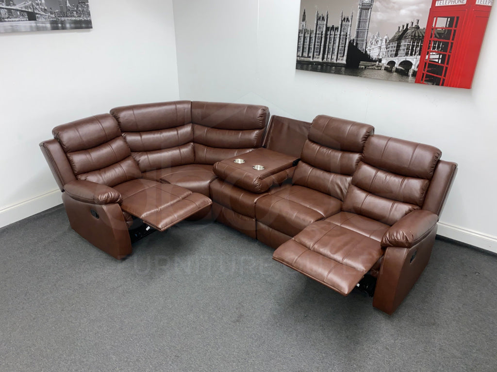 Landos Lhf Modular Recliner 5 Seat Brown Leather Corner Sofa Sofas