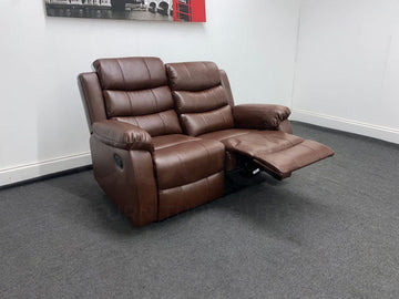 Landos Manual Recliner Brown Leather 2 Seater Sofa Sofas