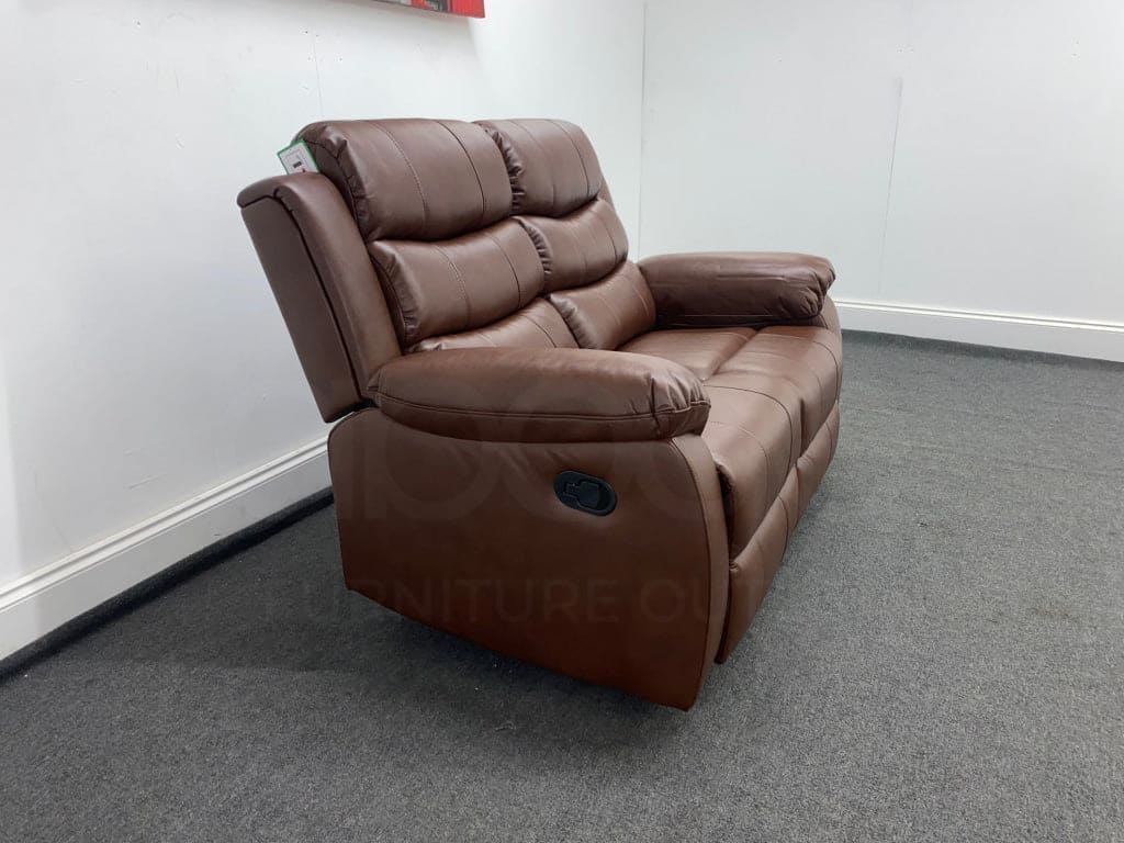 Landos Manual Recliner Brown Leather 2 Seater Sofa Sofas