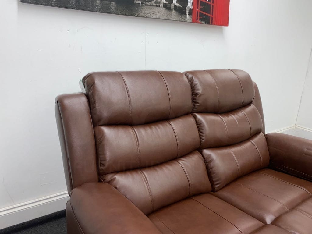 Landos Manual Recliner Brown Leather 2 Seater Sofa Sofas
