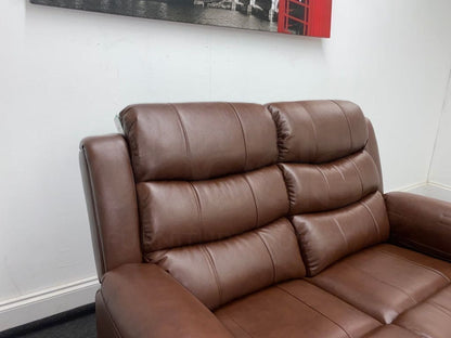 Landos Manual Recliner Brown Leather 2 Seater Sofa Sofas