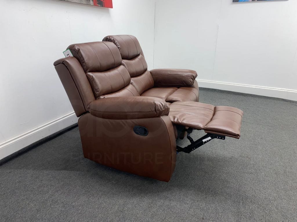 Landos Manual Recliner Brown Leather 2 Seater Sofa Sofas
