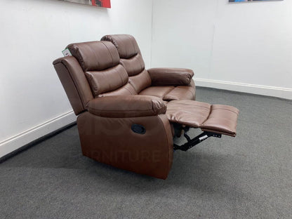 Landos Manual Recliner Brown Leather 2 Seater Sofa Sofas