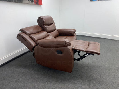Landos Manual Recliner Brown Leather 2 Seater Sofa Sofas