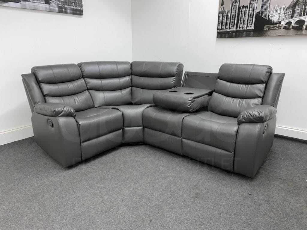 Landos Modular Recliner Grey Leather Corner Sofa Sofas