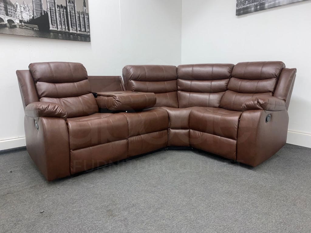 Landos Rhf Modular Recliner Brown Leather Corner Sofa Sofas