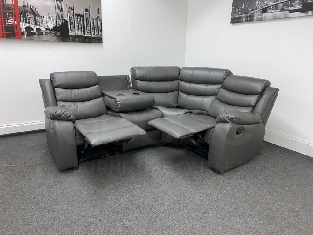 Landos Rhf Modular Recliner Grey Leather Corner Sofa Sofas