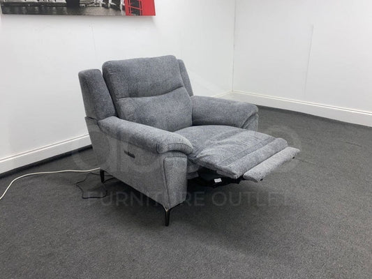 Dfs Wren Charcoal Fabric Electric / Power Reclining 3 Seater + 2 Sofa Suite Set | Usb Ports Space