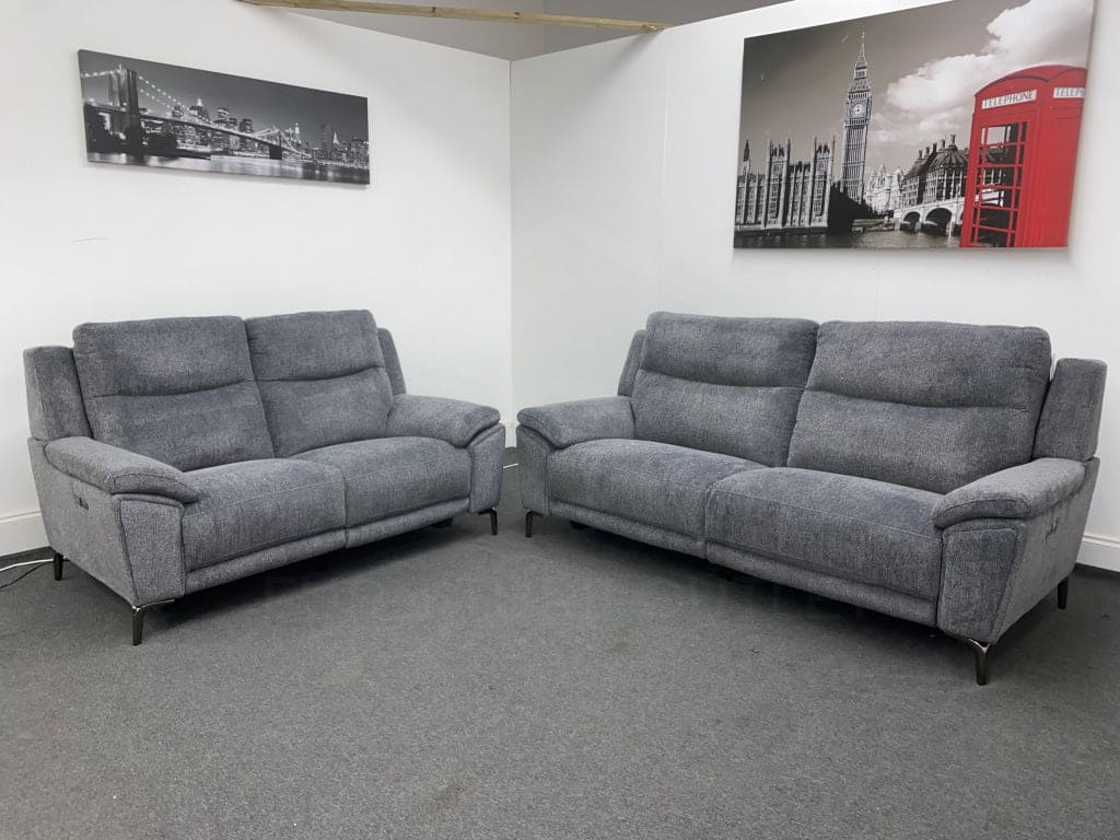 Dfs Wren Charcoal Fabric Electric / Power Reclining 3 Seater + 2 Sofa Suite Set