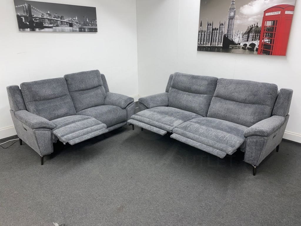Dfs Wren Charcoal Fabric Electric / Power Reclining 3 Seater + 2 Sofa Suite Set