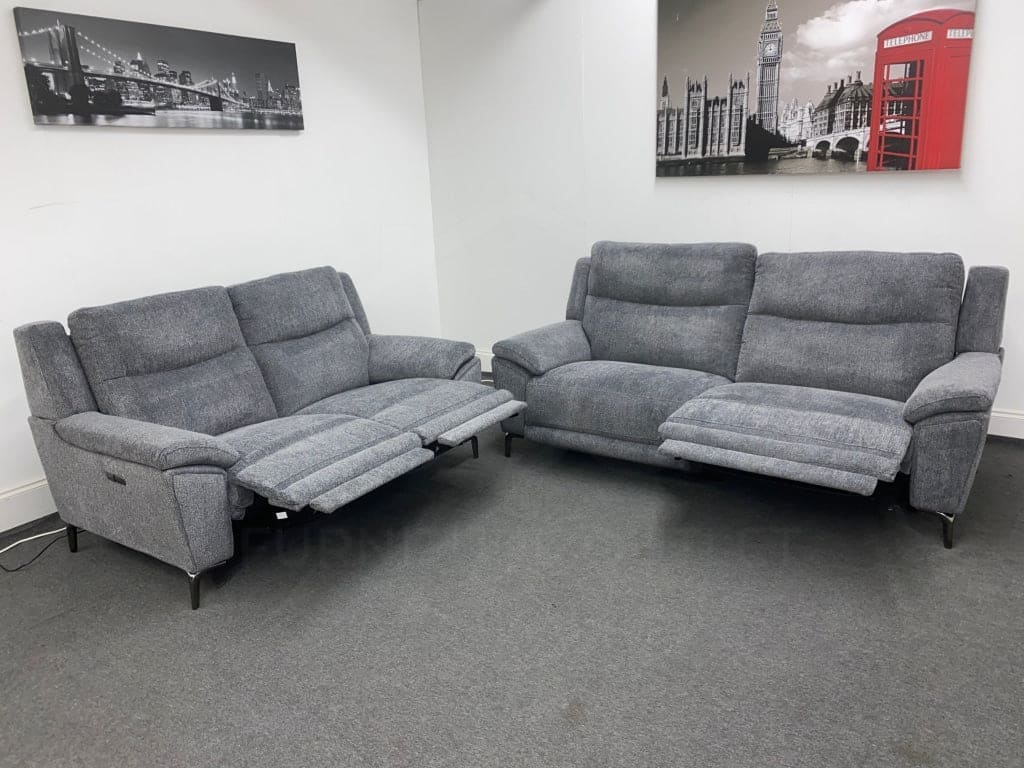 Dfs Wren Charcoal Fabric Electric / Power Reclining 3 Seater + 2 Sofa Suite Set
