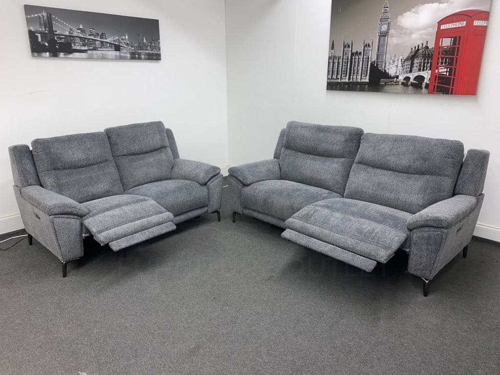 Dfs Wren Charcoal Fabric Electric / Power Reclining 3 Seater + 2 Sofa Suite Set