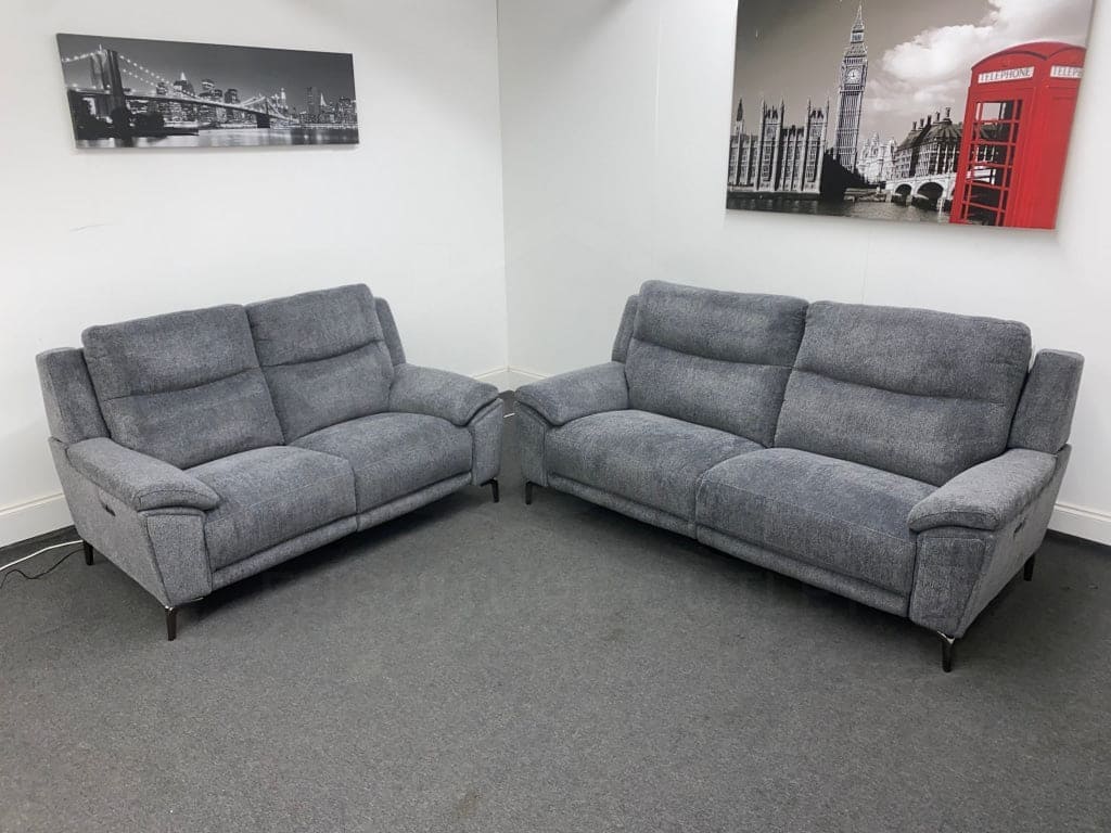 Dfs Wren Charcoal Fabric Electric / Power Reclining 3 Seater + 2 Sofa Suite Set