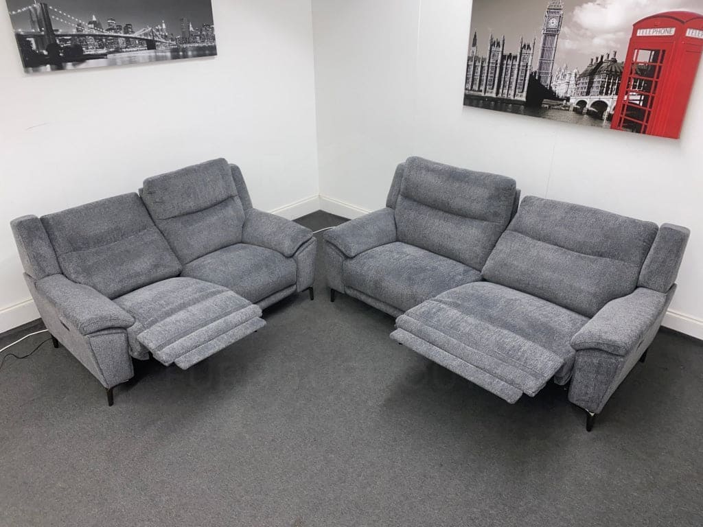 Dfs Wren Charcoal Fabric Electric / Power Reclining 3 Seater + 2 Sofa Suite Set
