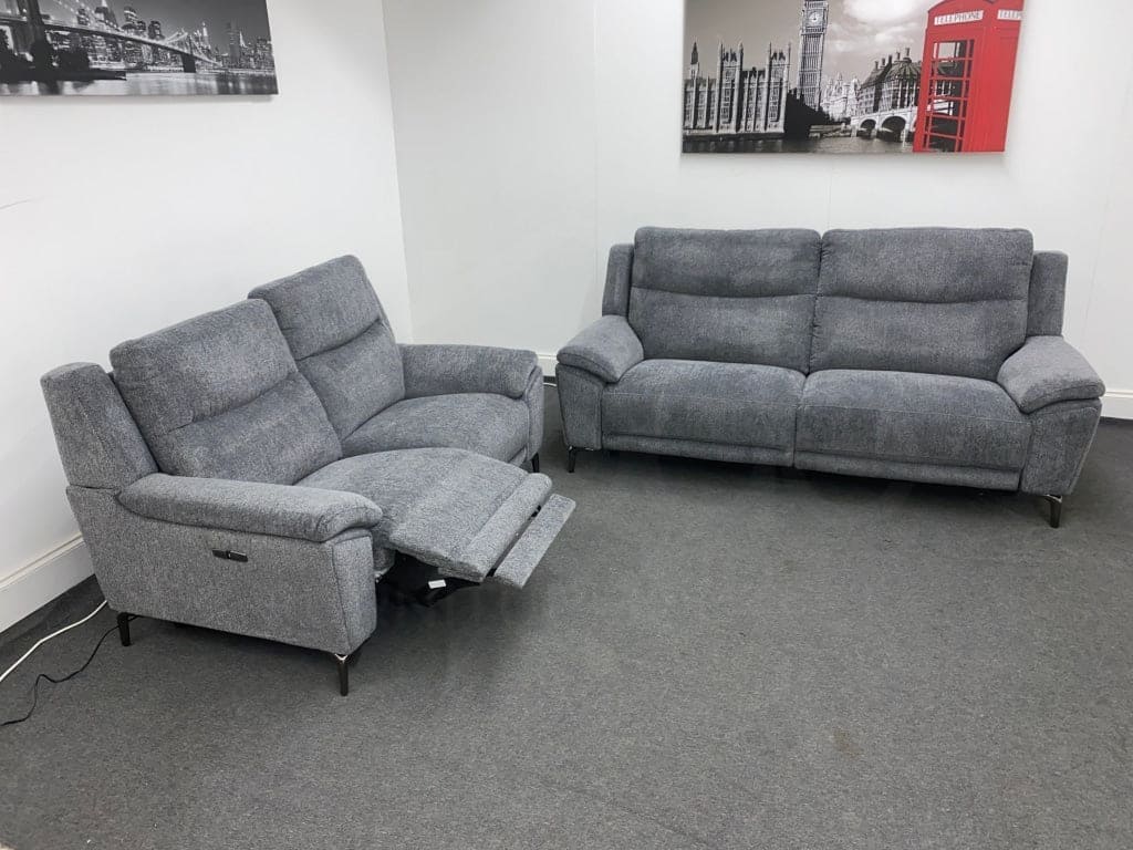 Dfs Wren Charcoal Fabric Electric / Power Reclining 3 Seater + 2 Sofa Suite Set