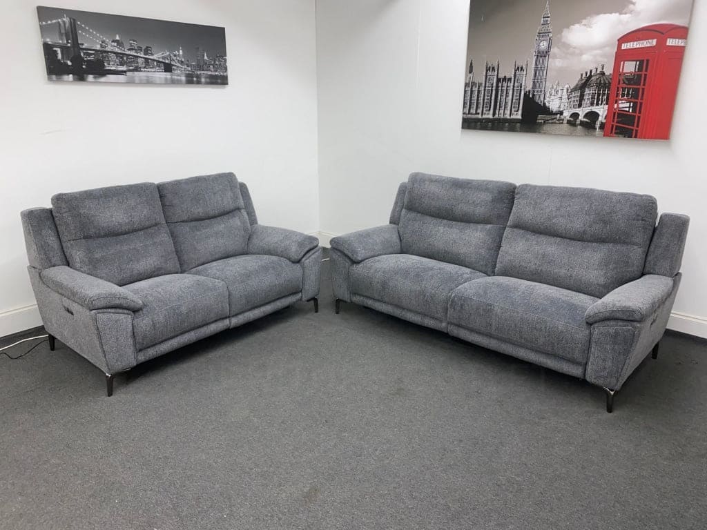 Dfs Wren Charcoal Fabric Electric / Power Reclining 3 Seater + 2 Sofa Suite Set