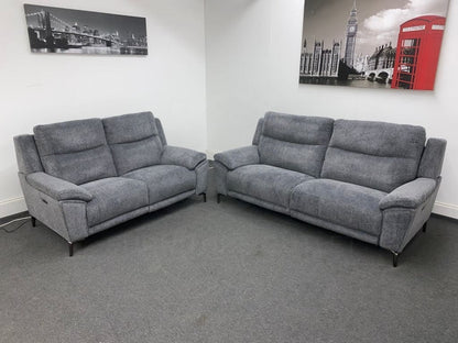 Dfs Wren Charcoal Fabric Electric / Power Reclining 3 Seater + 2 Sofa Suite Set