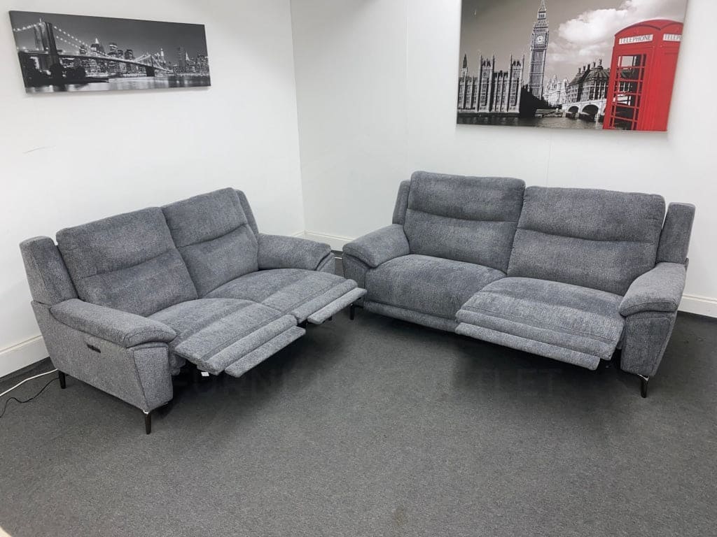Dfs Wren Charcoal Fabric Electric / Power Reclining 3 Seater + 2 Sofa Suite Set