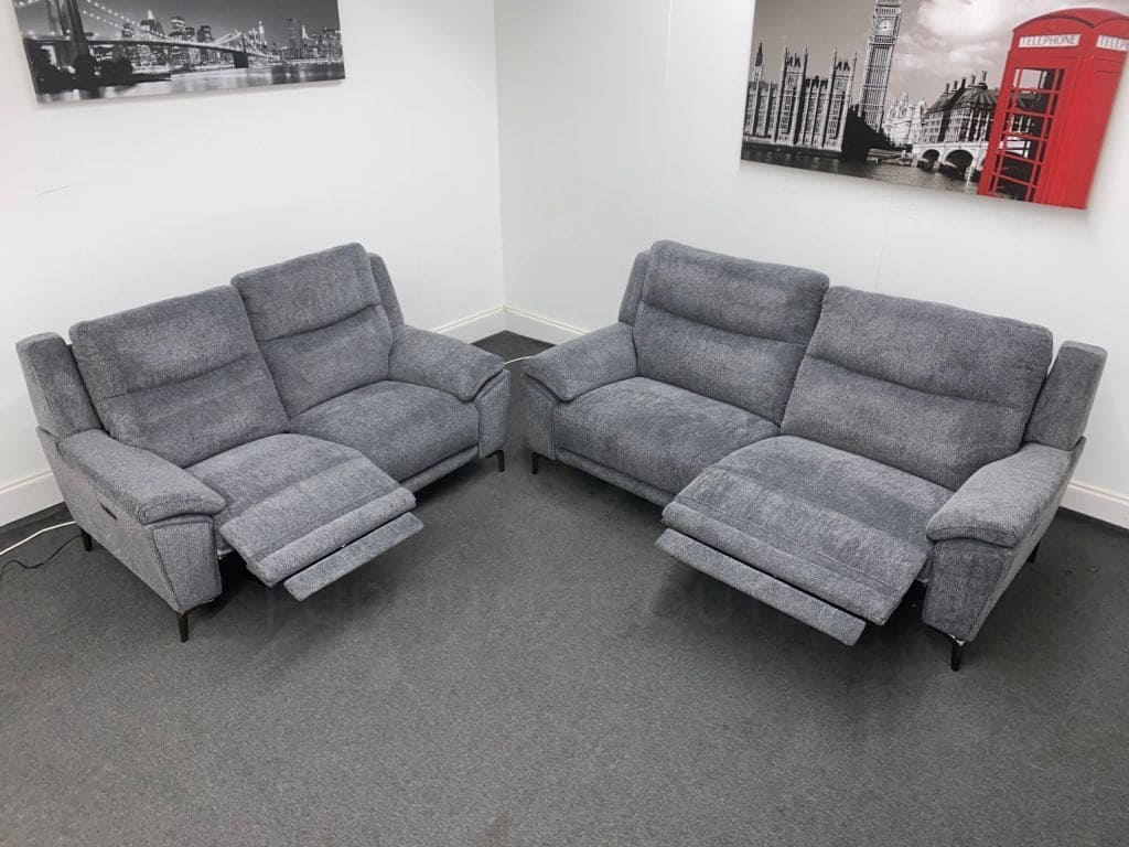 Dfs Wren Charcoal Fabric Electric / Power Reclining 3 Seater + 2 Sofa Suite Set