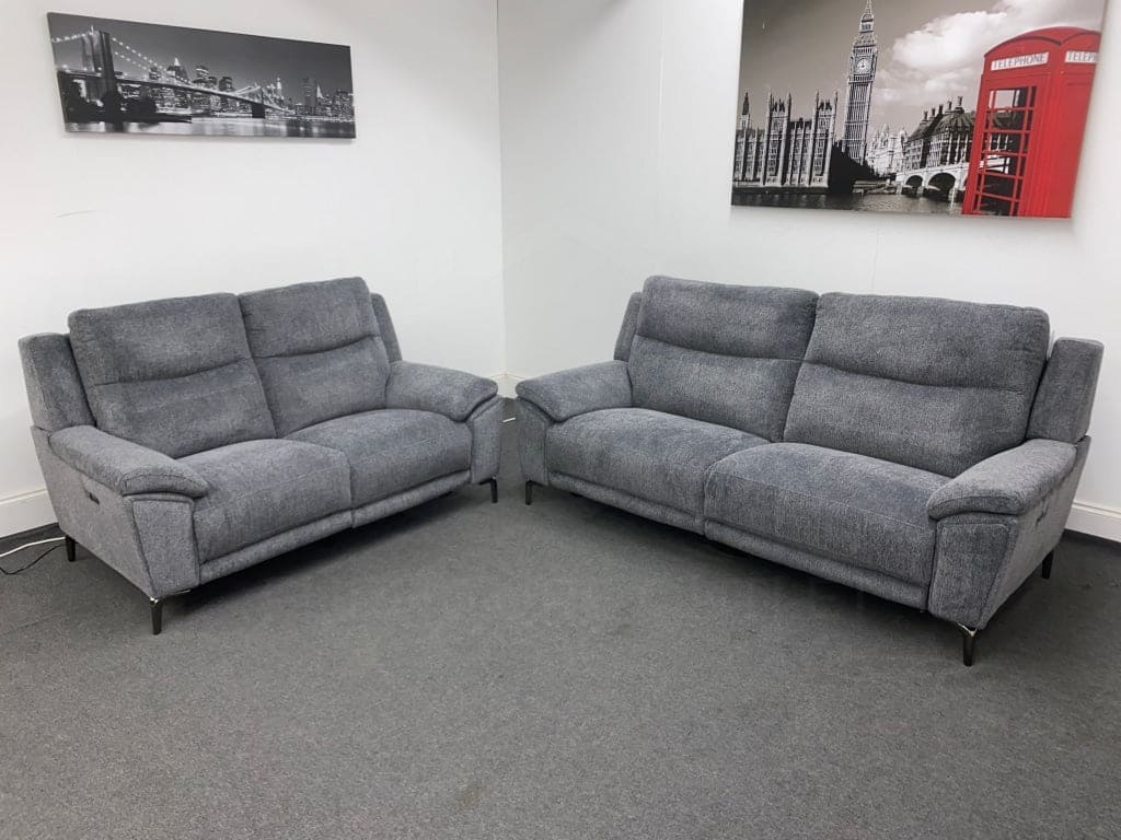 Dfs Wren Charcoal Fabric Electric / Power Reclining 3 Seater + 2 Sofa Suite Set