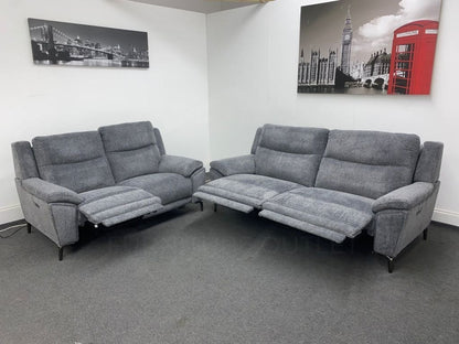 Dfs Wren Charcoal Fabric Electric / Power Reclining 3 Seater + 2 Sofa Suite Set