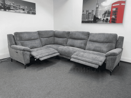 Dfs Wren Charcoal Grey Fabric Electric Reclining Sectional / Modular Corner Sofa Suite | Usb Ports