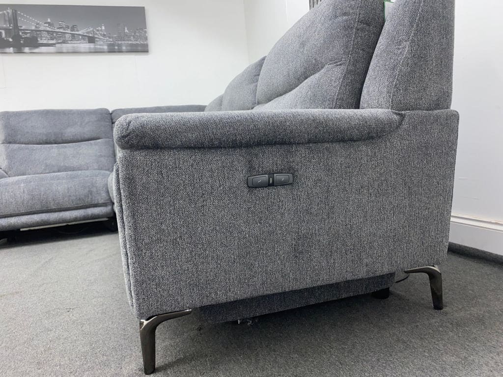 Dfs Wren Charcoal Fabric Electric / Power Reclining Sectional Modular Corner Sofa Suite