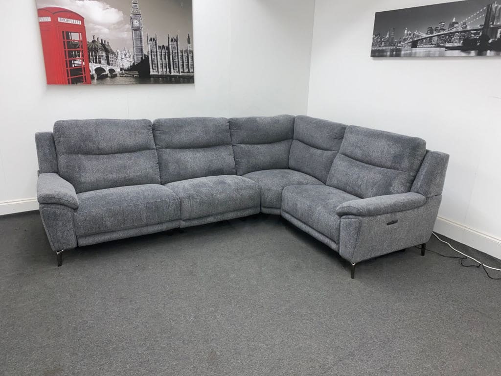 Dfs Wren Charcoal Fabric Electric / Power Reclining Sectional Modular Corner Sofa Suite