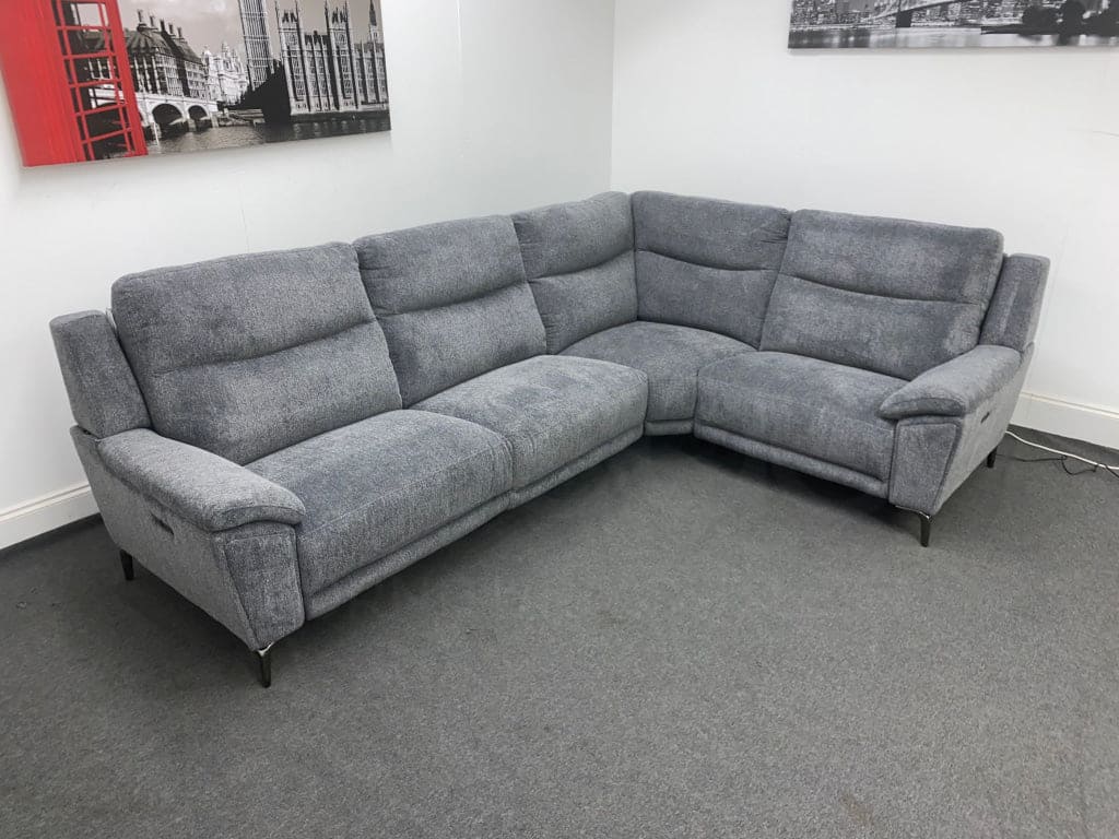 Dfs Wren Charcoal Fabric Electric / Power Reclining Sectional Modular Corner Sofa Suite
