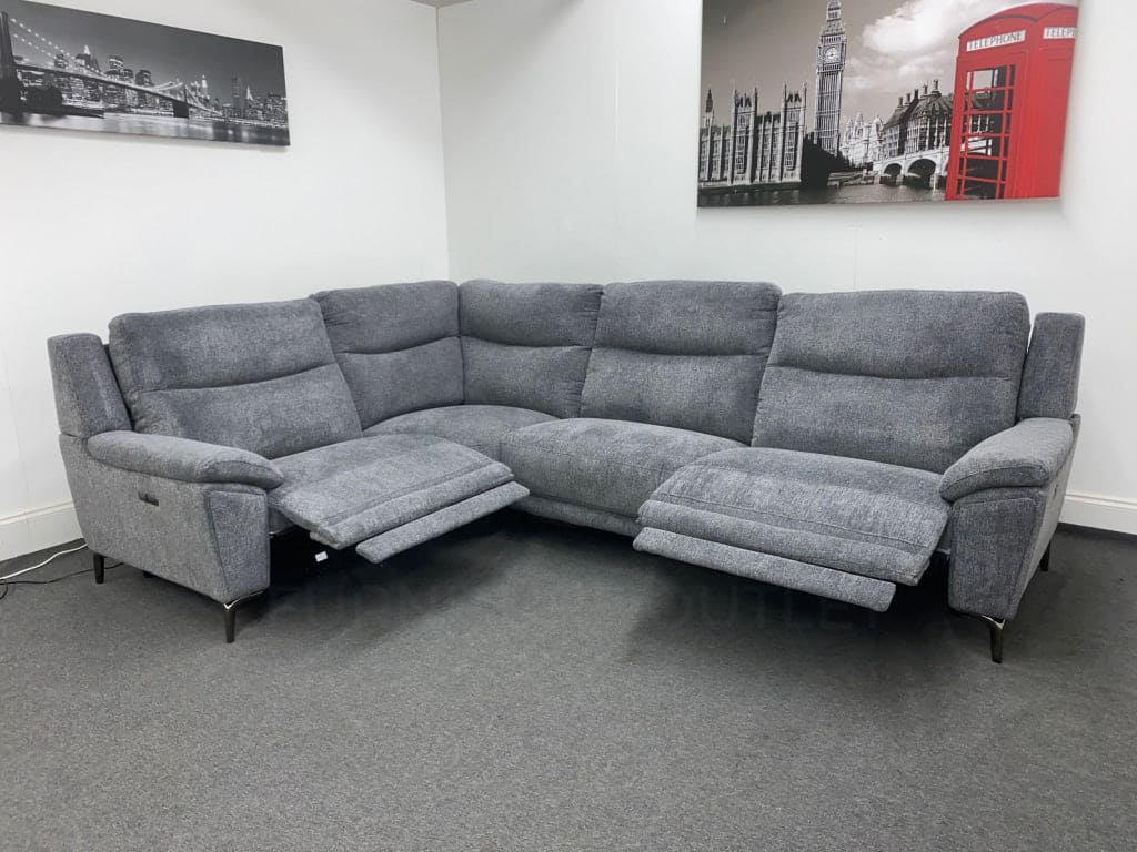 Dfs Wren Charcoal Fabric Electric / Power Reclining Sectional Modular Corner Sofa Suite