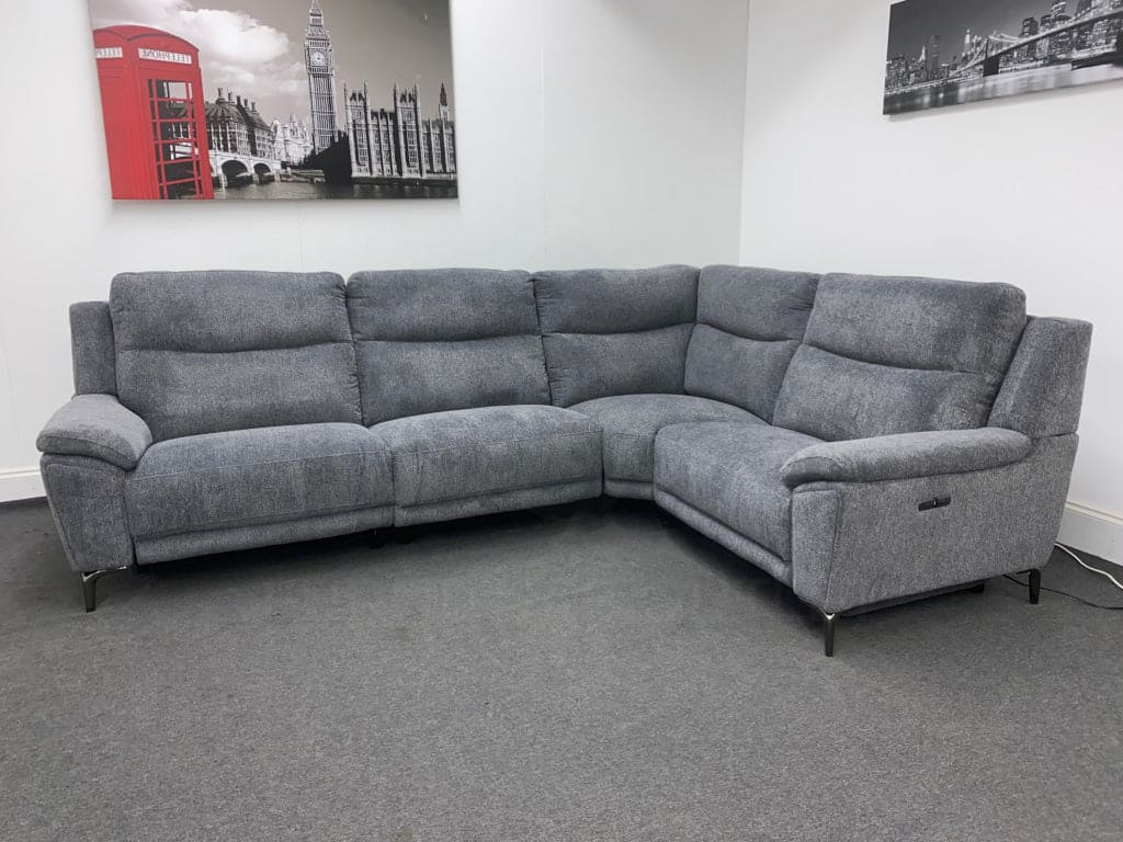 Dfs Wren Charcoal Fabric Electric / Power Reclining Sectional Modular Corner Sofa Suite
