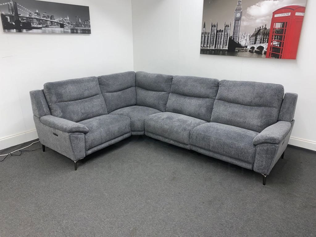 Dfs Wren Charcoal Fabric Electric / Power Reclining Sectional Modular Corner Sofa Suite