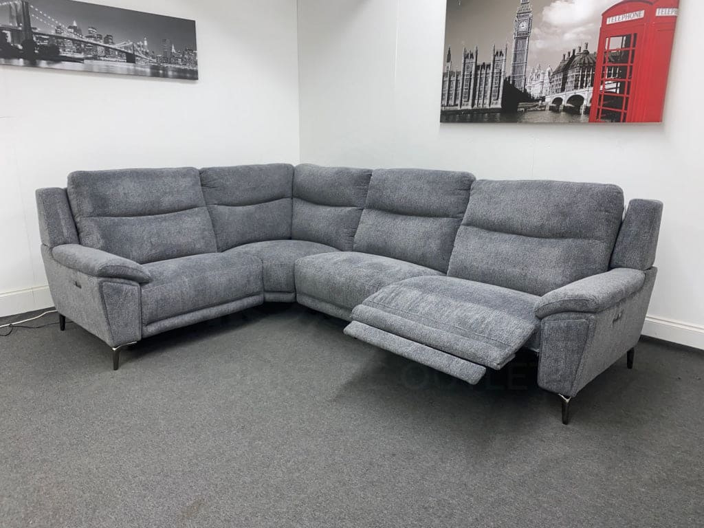 Dfs Wren Charcoal Fabric Electric / Power Reclining Sectional Modular Corner Sofa Suite