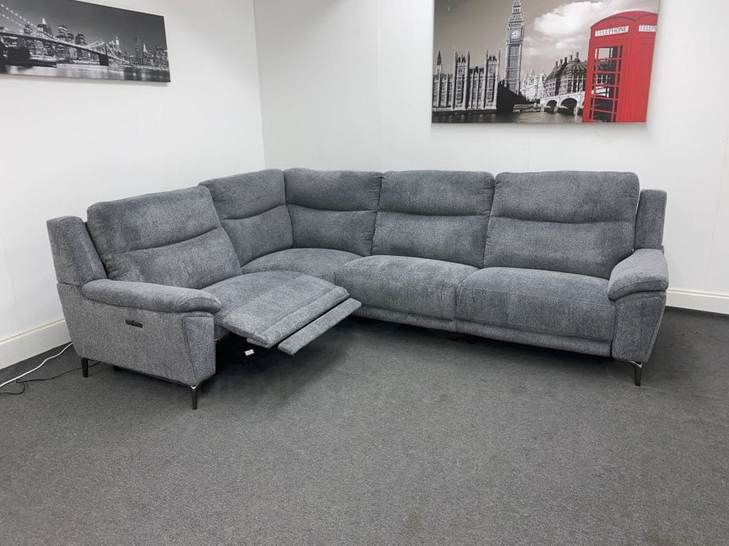 Dfs Wren Charcoal Fabric Electric / Power Reclining Sectional Modular Corner Sofa Suite