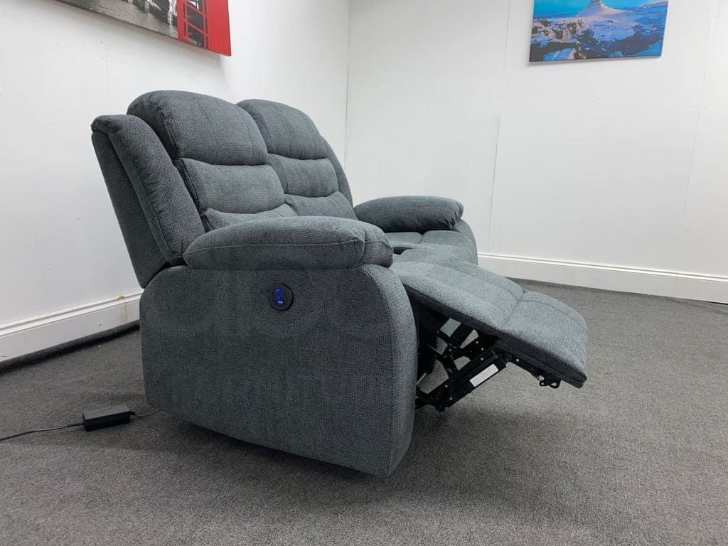 Lawson Dark Grey Fabric 2 Seater Electric / Power Recliner Sofa
