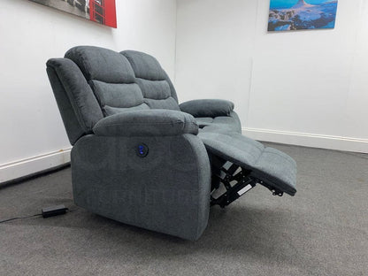 Lawson Dark Grey Fabric 2 Seater Electric / Power Recliner Sofa